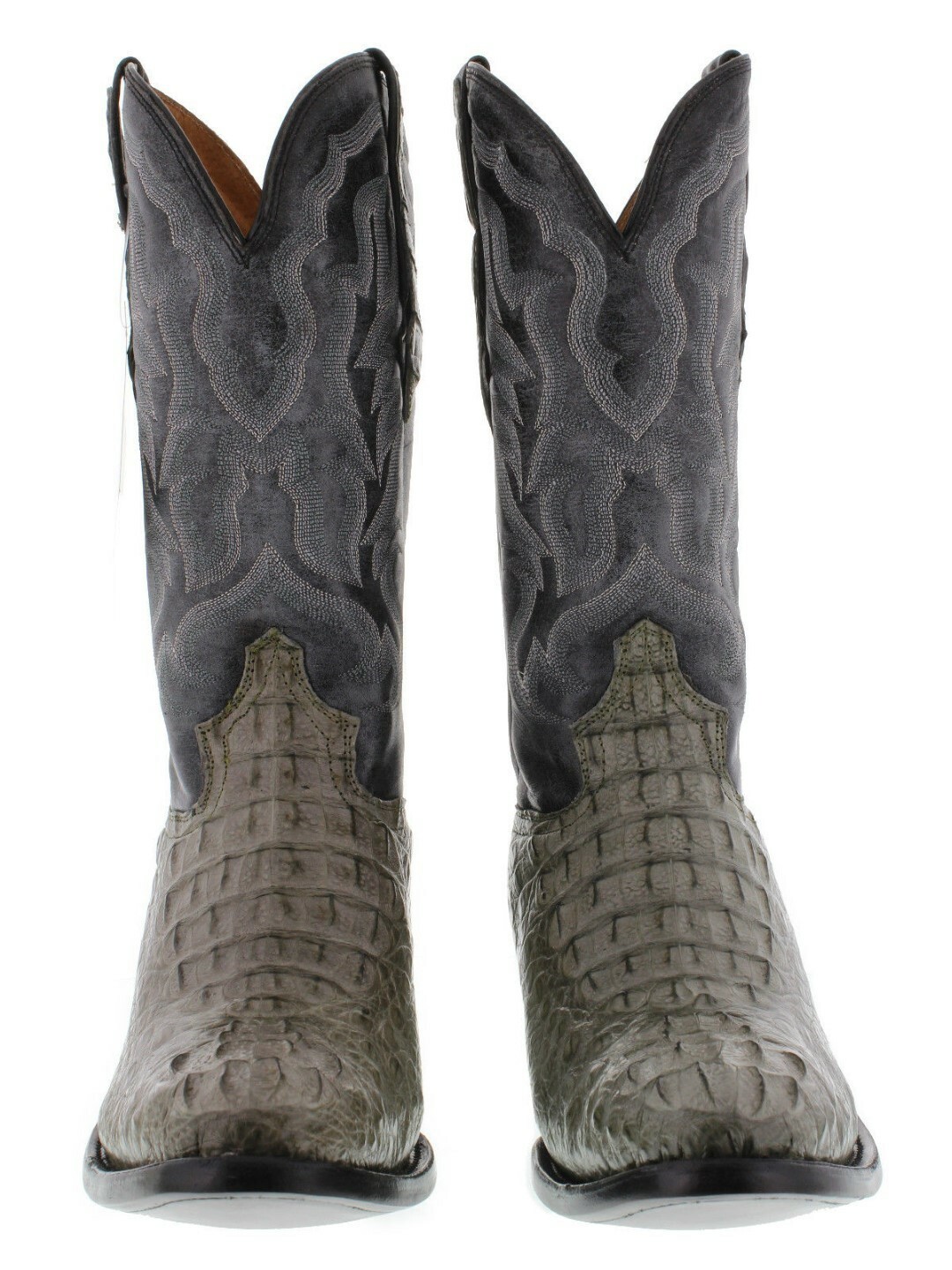 Mens Gray Western Boots Crocodile Hornback Skin Real Leather Cowboy