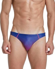 Mens Low Waist Swim Briefs Quick Dry Gradient Bikini with Drawstring