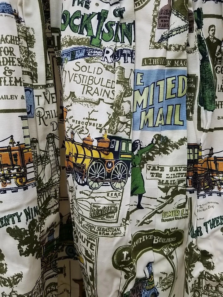 Cortinas plisadas de tren de ferrocarril vintage, 2 pares uno 31" X 31,5" y uno 28" X 56" Foto 3 de 4