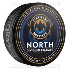 Cleveland Monsters 2023-2024 AHL North Division Champs Hockey Puck - NUOVO