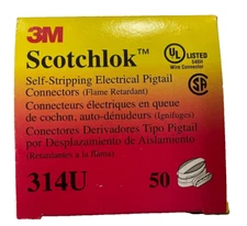 White Scotchlok 314U-BOX Self-Stripping Pigtail Connectors 3M 50/Box
