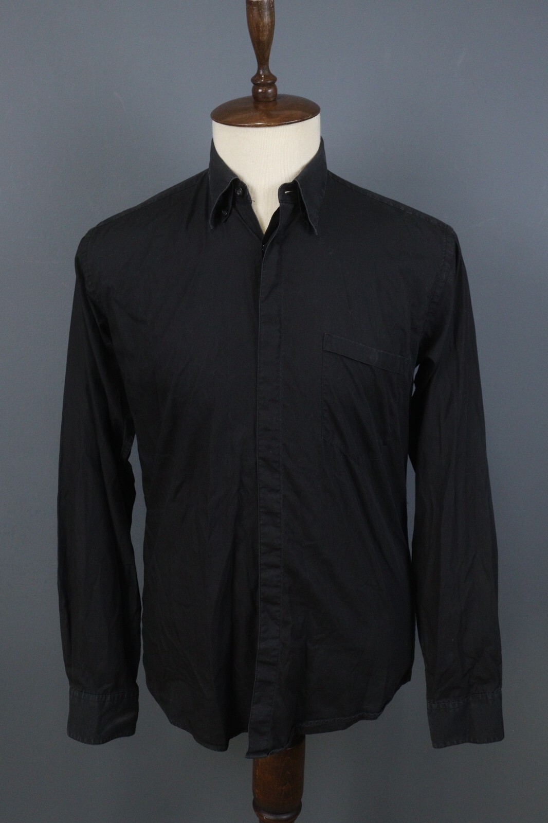 Camicia Yves Saint Laurent Pour Bomme nera manica corta con bottoni taglia 39 15 5