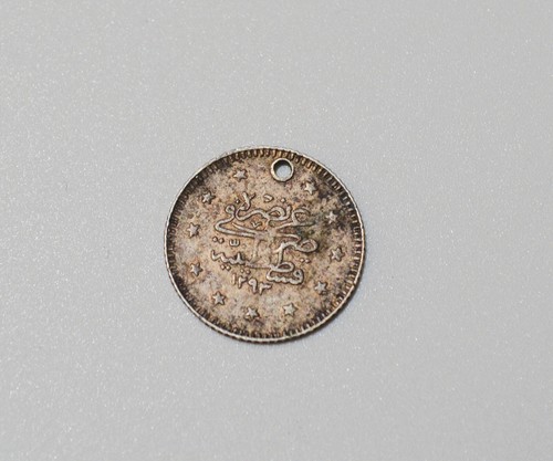 KURUSH PIASTRE Ottoman Empire Silver Coin Turkey 1293/1876/33 HOLED