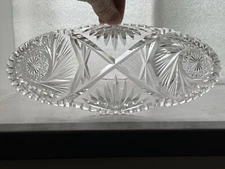 ABP American Brilliant Cut Glass 11” Celery Dish HC Fry Atlanta Pattern Pinwheel