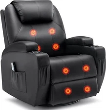 Recliner Chair, Rocking Chair with Massage and Heat, 360° Swivel Recliner Chairs