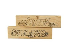 Sports School Day Rubber Stamp Set of 2 Wood Mounted Heather