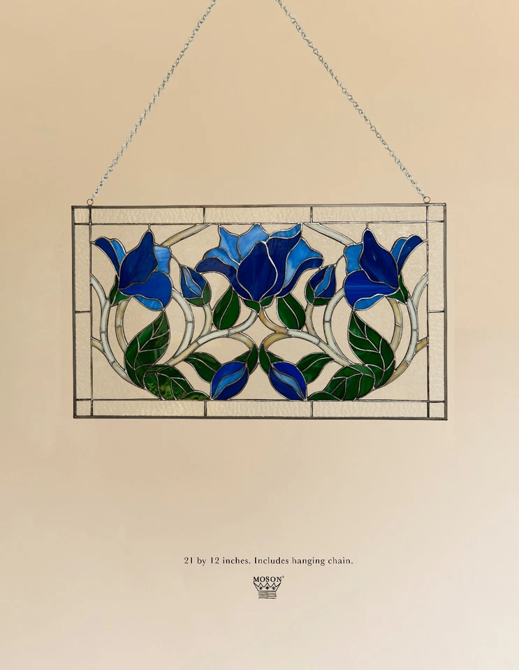 Vitral Knightshayes Flowers Vines peças artesanais Tiffany 21x12 pol - Imagem 2 de 4