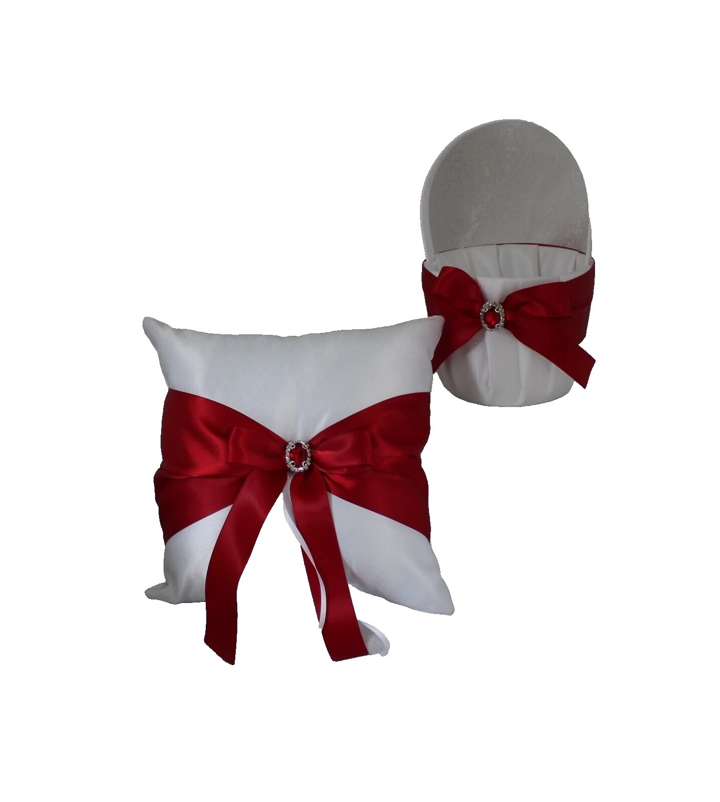 Conjunto de travesseiros e cestas de flores anel cesta/travesseiro branco