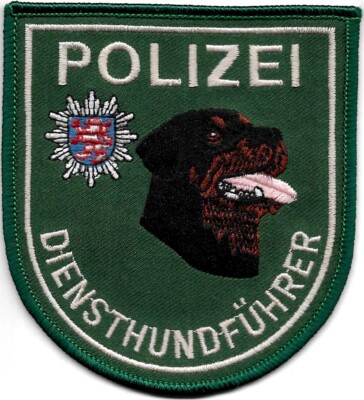 K-9 Polizei HESSEN DienstHundFührer Patch grün ROTTWEILER 90er DHF Abzeichen