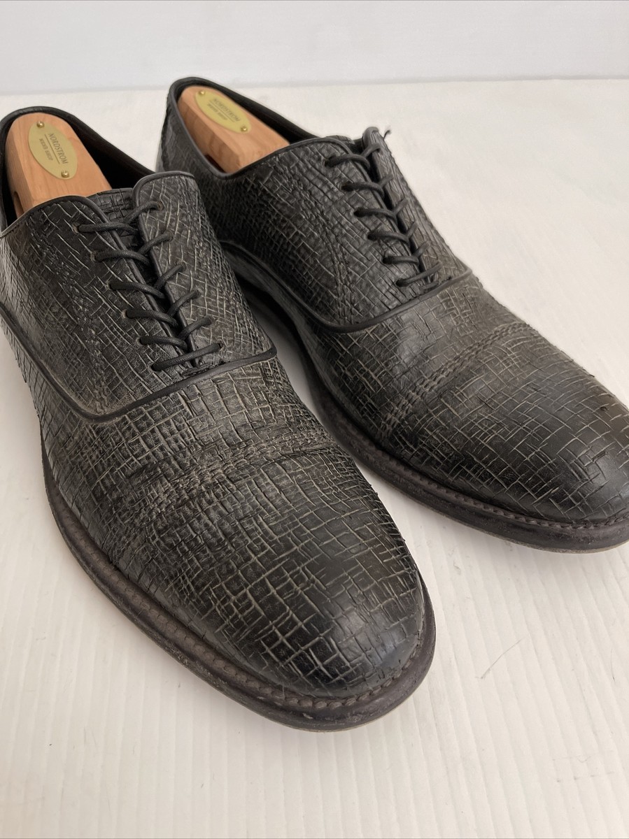 John Varvatos Collection Freeman Textured Oxfords - Charcoal  display picture 3