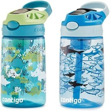 Contigo Kids Straw Water Bottle w/ AUTOSPOUT Lid, 14oz - Dinos  Sharks, 2-Pack