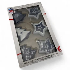 NFL Dallas Cowboys Team Shatterproof Trees & Stars Christmas Ornaments Set 6PC