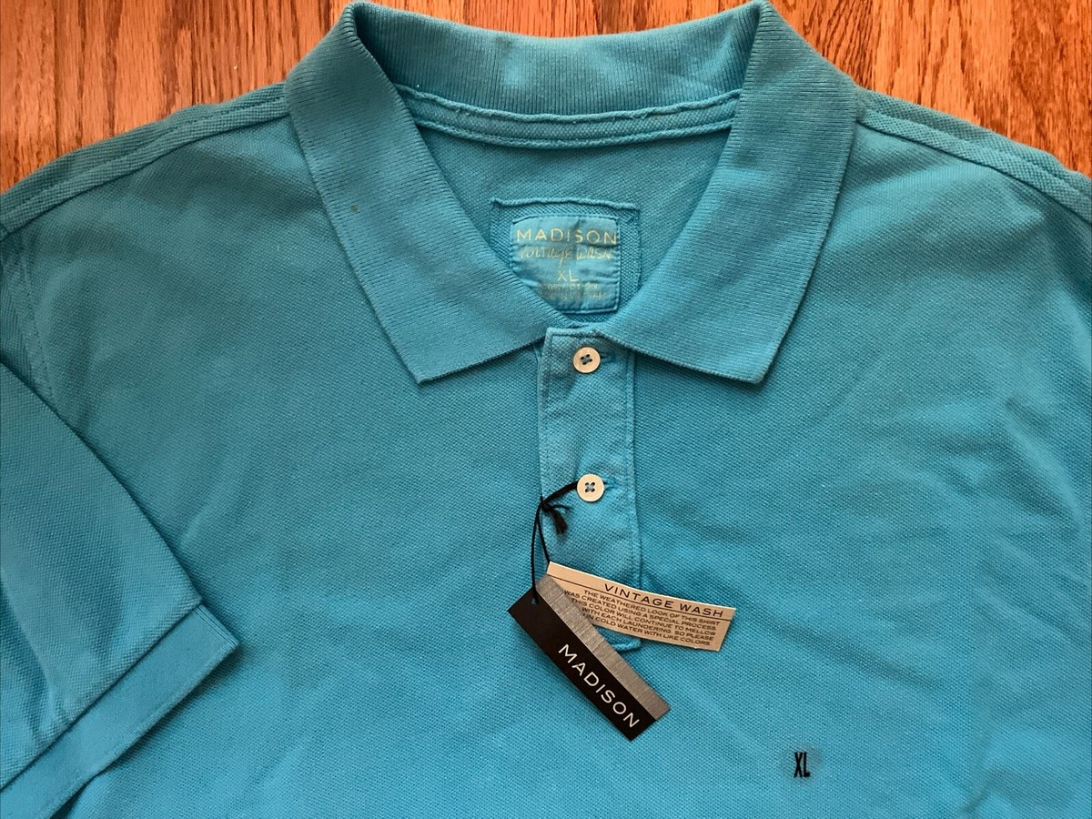 New Men's Madison , Vintage Wash , Short Sleeve Polo Shirt, Size