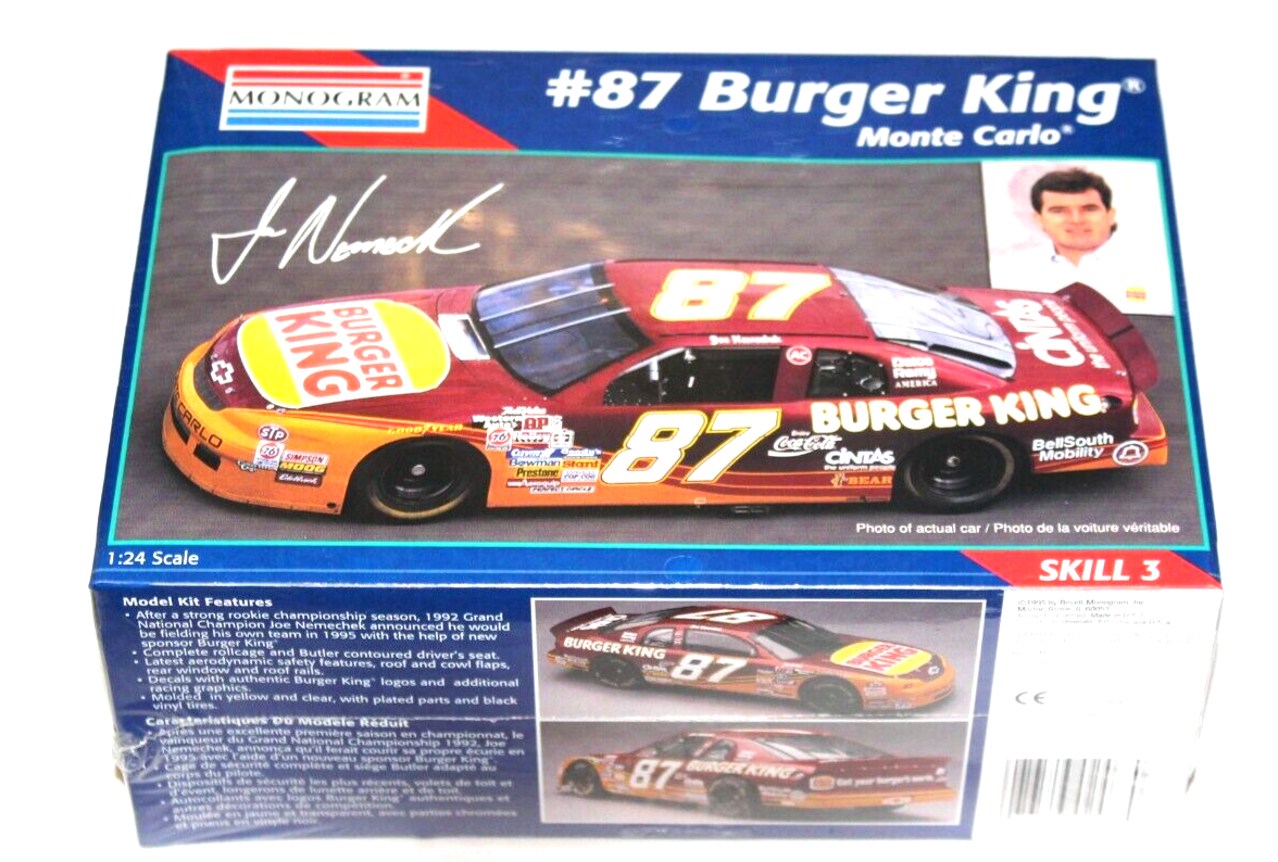 1995 Monogram #87 Joe Nemechek Burger King Monte Carlo  1/24 Model SEALED.