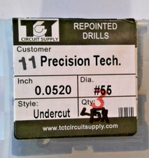TCT REPOINTED DRILLS UCY 55 0.0520" DIA 0.472" FLUTE LOT OF 45 