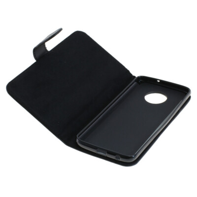 Book Case Etui Handytasche Tasche Hülle f. Motorola Moto G6 Plus (Schwarz)