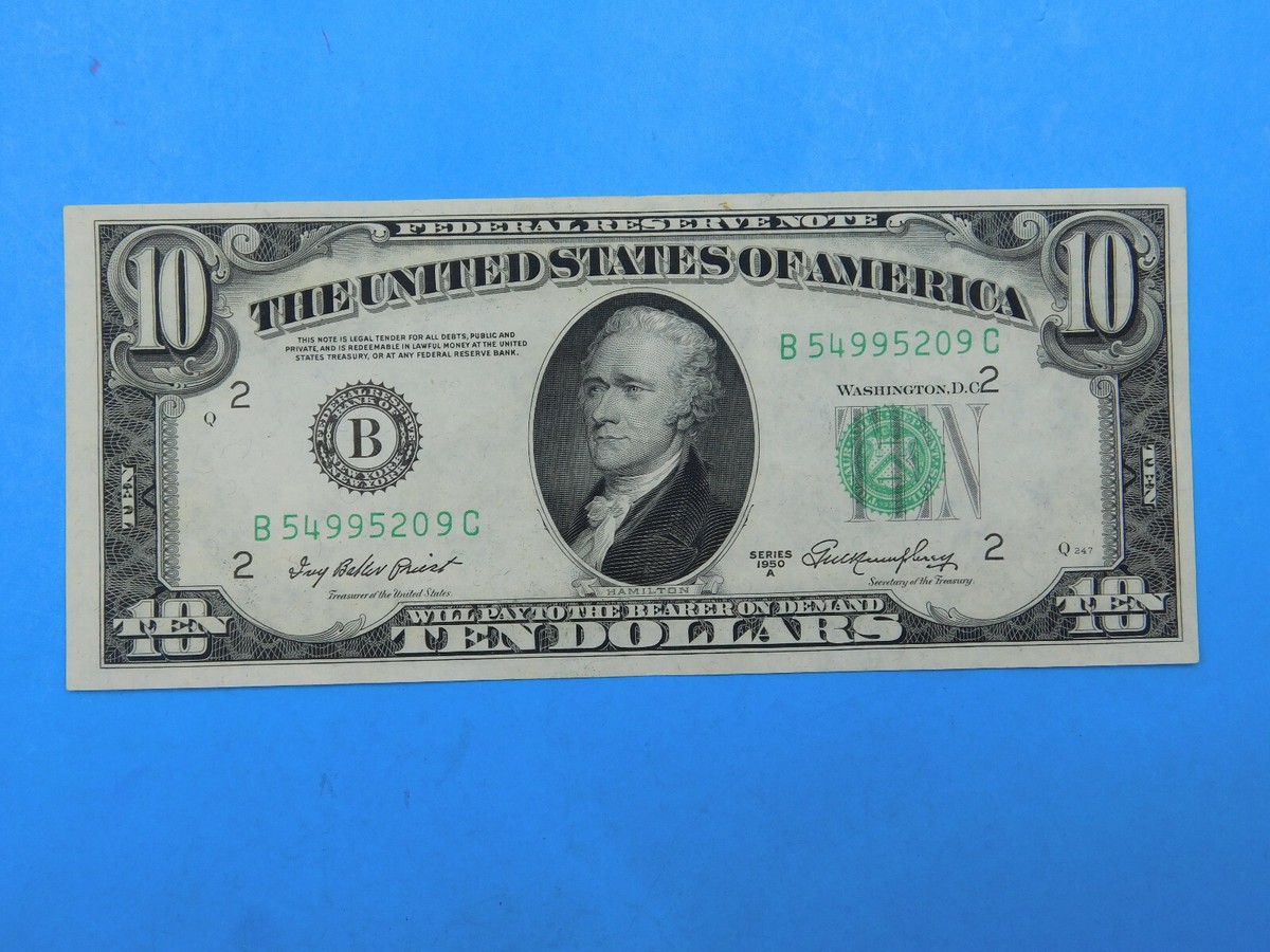 1950 A $10 Green Seal Currency Federal Reserve Note (#58) | eBay
