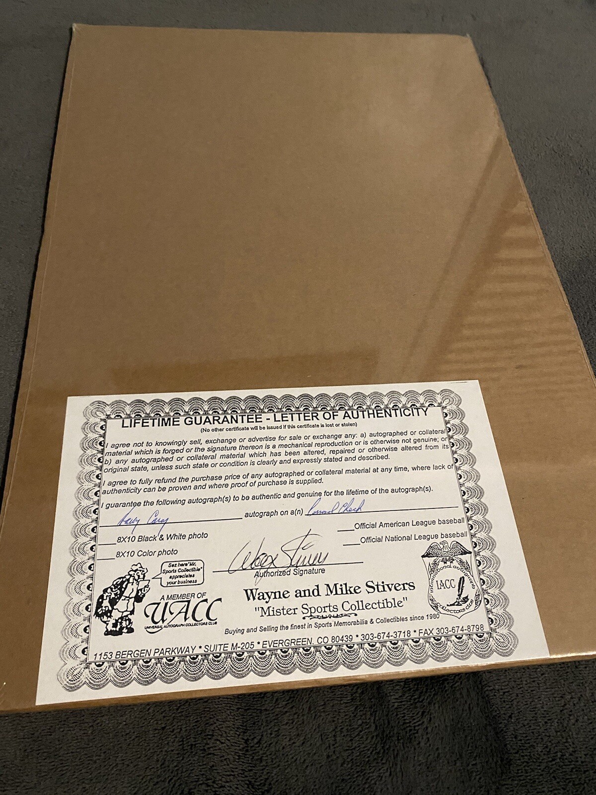 Harry Caray Signed Matted Check 12x18 With Photo Chicago Cubs - image 3