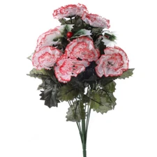 Set of 4 Artificial Carnation and Holly 17-1/2" Bushes