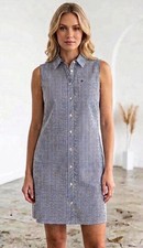 Tommy Hilfiger Womens Seersucker Shirt Dress Size 4 Blue Stripe Summer Chic $89