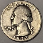 * SILVER * 1937  Washington Quarter - 90% Silver