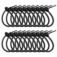 20pcs Silicone Cable Ties 6" Rubber Reusable Twist Zip Ties Black