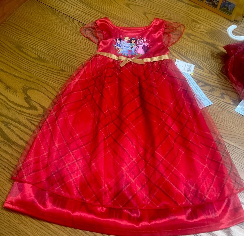 Disney Princess Toddler Girls Red Holiday Fantasy Night Gown Size 2T New