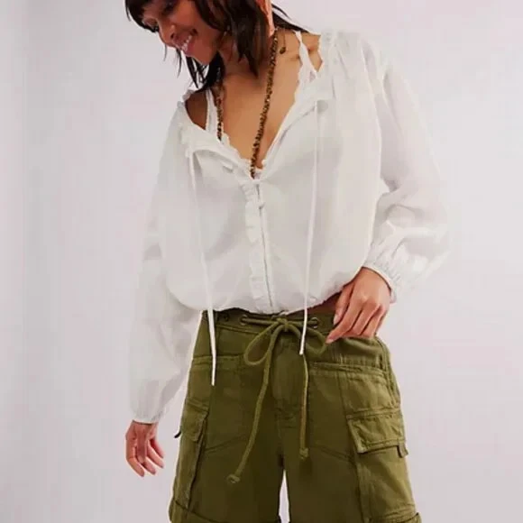 Free People Frankie Pantalones Cortos Lavados Jardín Serpiente Bolsillos a Presión Botón Carga L NUEVO Foto 3 de 4