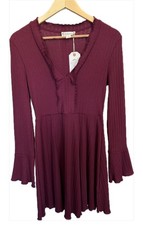 Vestido Love Riche Midi Para Mujer Pequeño Vino Boho Vacaciones Navidad Nuevo con Etiquetas Manga Larga