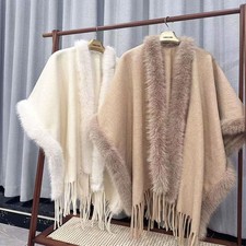 Scialle donna pelliccia collo spalla mantello sciolto spesso scialle antifreddo avvolgente