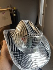 Silver Mirrored Cowboy Hat - Sparkly Metallic Cowgirl Hat for Party One Size