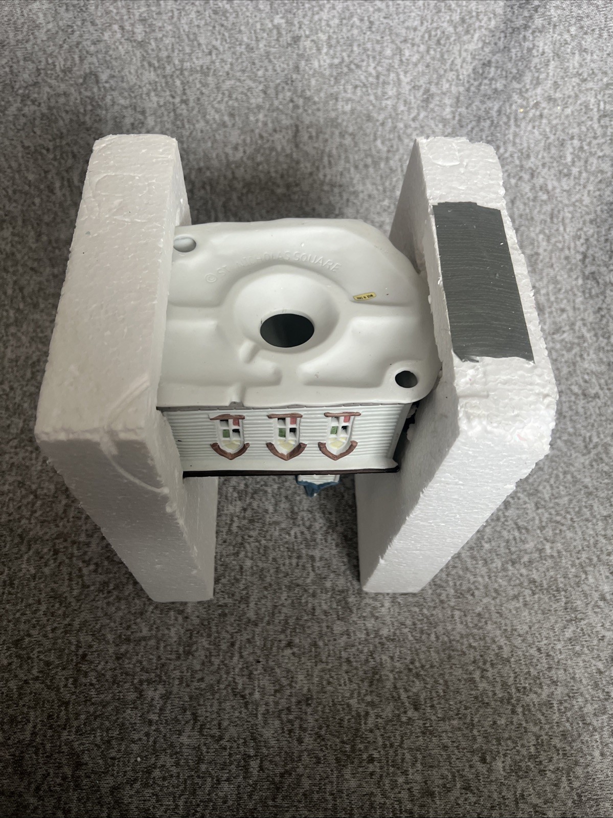 Rare | St Nicholas Square - Chapel Christmas Village House Stained Glass Painted