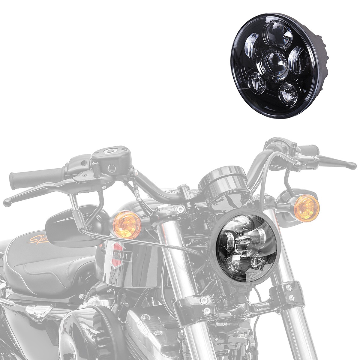 LED Headlight for Harley Davidson Sportster 1200 Superlow, 48
