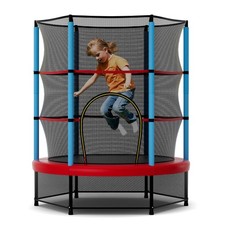 55" Mini Trampoline for Kids w/ Safety Enclosure Net  Seamless Design
