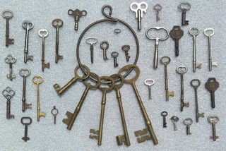 37 Vintage Antique Skeleton Cabinet Clock Watch Brass Keys Largest 6"