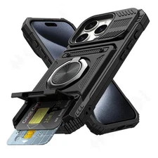 Case For iPhone 16Pro Max Plus Magnetic Rotated Ring DropProtection Wallet Cover