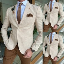 Beach Linen Jacket for Men Single Breasted Groom Wedding Regular Fit Summer Wear