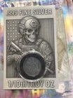 1/10th oz Fine Silver Round, TACTICAL SKELETON 999 FINE SILVER Antique Finish
