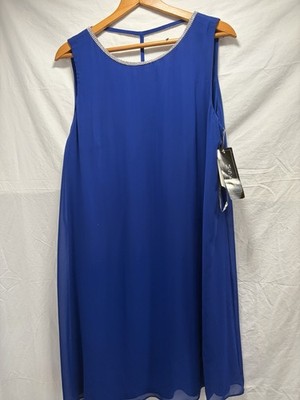 MSK Navi Blue Sleeveless Fit & Flare Dress Pull On XL