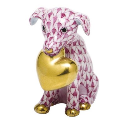 HEREND,  PUPPY LOVE,  PINK FISHNET #VHP-05919, BRAND NEW,  MINT & BOX!