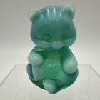 Fenton Glass Sitting Teddy Bear Sea Mist Green Opalescent