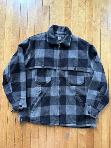 Woolrich Vintage Distressed Zip Up-black And Gray-Size Mens M - Picture 1 of 10