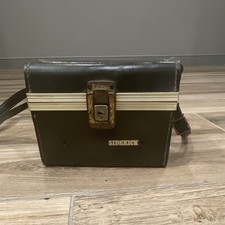 Brown Leather Vintage Camera Case W Strap Felt Like Lining Buckle Lock Sidekick