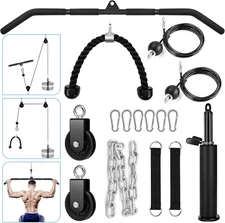 Fitness Cable Pulley System, Gym LAT and Lift Pulldown Machine Attachments, Home