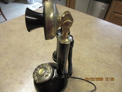 American Classic Telephone Antique Brass and Metal Candlestick