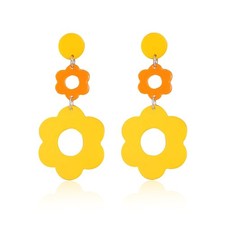 Acrylic Flower Earrings for Women Double Daisy Drop Earrings Resin Flowers Flora