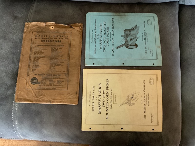 Vintage Massey-Harris 2 Row Corn Picker Manual & Parts List in Original Envelope
