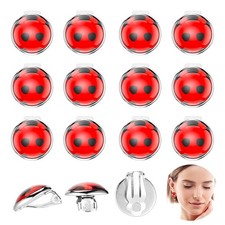 6 Pairs Ladybug Clip on Earrings No Pierced Black Spot Red Enamel Beetle Earring