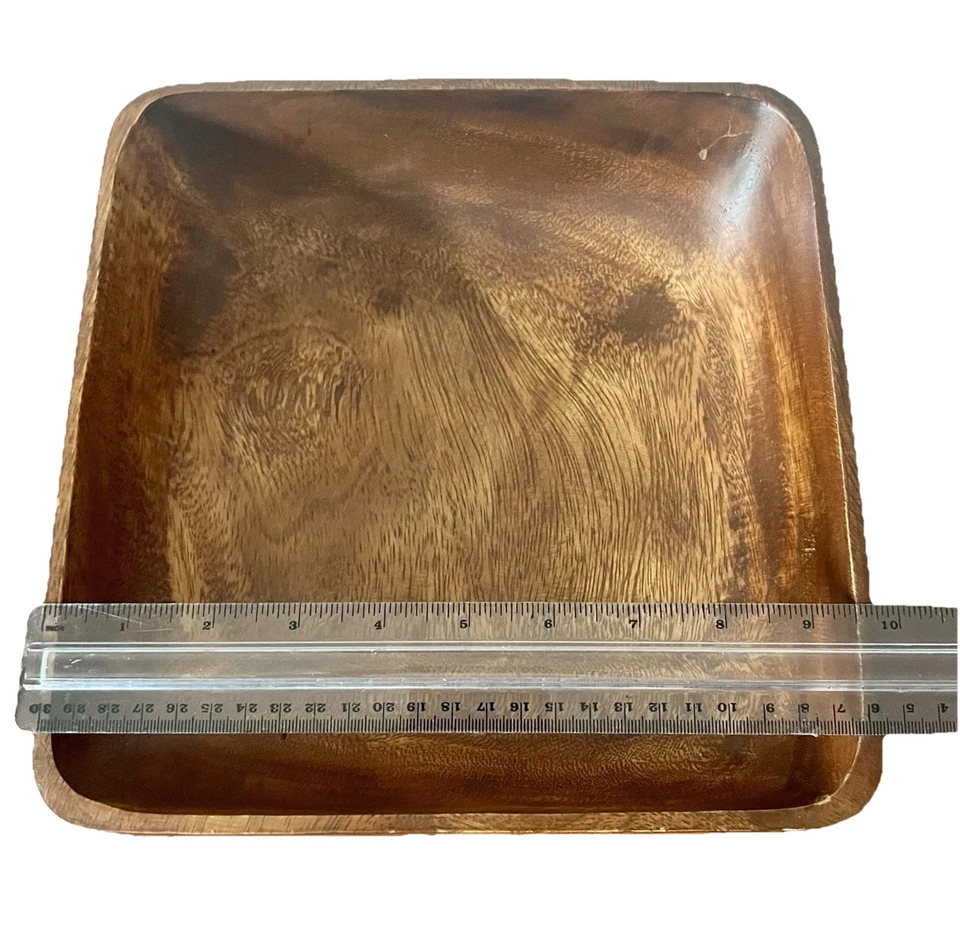 Wooden Square Bowl 9 1/2' x 9 1/2' Natural Distress Decorative Farmhouse - Image 2 of 4