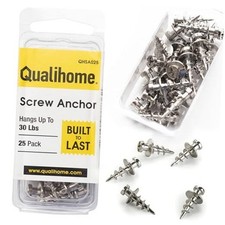 Double-Headed Wall Screw Anchors Picture Hooks - Heavy Duty Bear Claw 25 Pack
